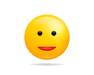 Emoji smile icon vector symbol. Smiley face yellow cartoon character.