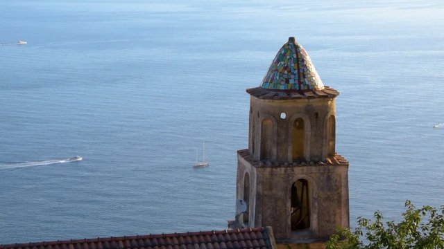 old church bell tower in Furore, Italy