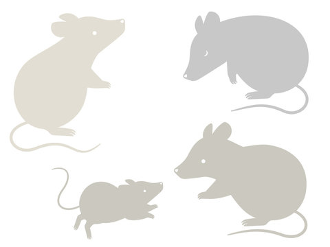 ネズミのシルエットイラストセット 親子 お辞儀 立つポーズ Stock Vector Adobe Stock