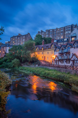 Fototapeta na wymiar Dean Village and Water of Leith at Blue hours in Edinburgh