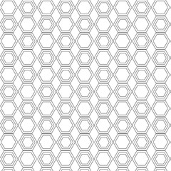 Vector seamless geometric pattern.  Black hexagons on white background. 