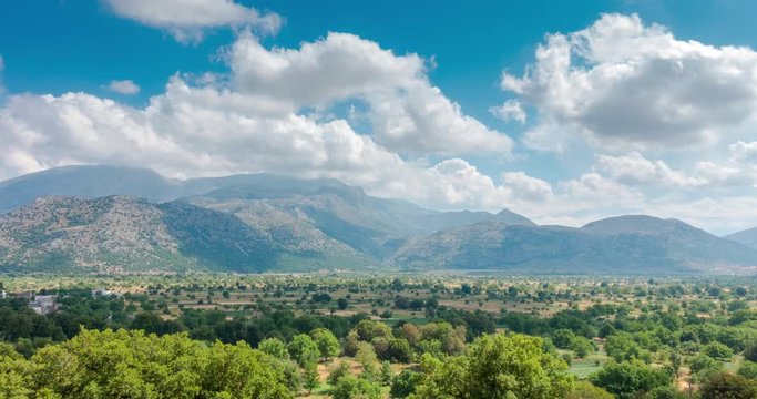 Plateau Lassithi, Crete, Greece, panoramic view, time lapse