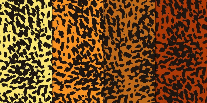 Seamless vector pattern set. Leopard animal print in different shades, dark and bright.