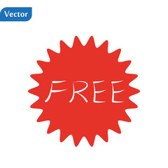 Free vector label. Red badge sticker design. Promotion and advertising.