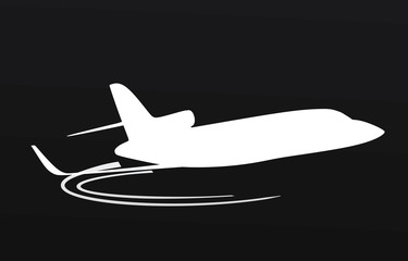 Airplane icon. black background. vector illustration