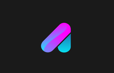 pink blue alphabet letter A for company logo design