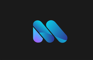 pink blue alphabet letter M for company logo design