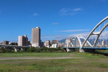 相模大橋とあゆみ橋（神奈川県）,ayumi bridge and sagami-ohashi bridge(atsugi city,kanagawa pref,japan)