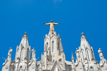 Obraz premium Barcelona, Spain - 14.08.2019: Temple of the Sacred Heart on Mount Tibidabo