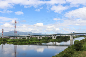 相模川と新東名高速道路（神奈川県）,sagami river(kanagawa pref,japan)