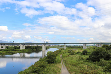 Fototapeta na wymiar 相模川と新東名高速道路（神奈川県）,sagami river(kanagawa pref,japan)