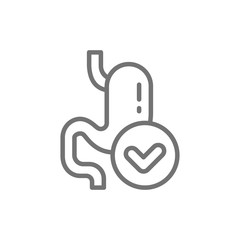 Vector healthy stomach, probiotics bacteria line icon.