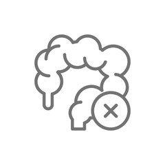 Unhealthy intestines, colon line icon. Isolated on white background