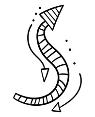 Arrow illustration isolated on white background, Coloring page adult and kids. Signs and symbols graphic elements for your design. Vector. Vector illustration