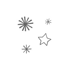 Set of vector snowflakes and star on a white background.