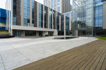 Fototapeta premium Empty floors and office buildings in the financial center, Qingdao, China