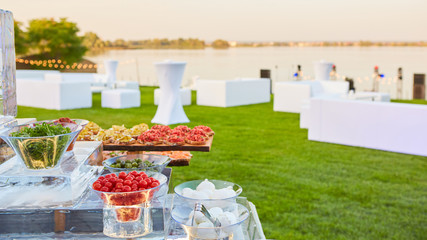 Italian antipasti wine snacks set on ice