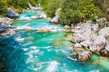 Fototapeta na wymiar Rriver Soca, Triglavski national park, Slovenia