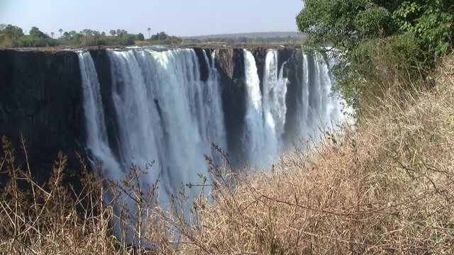 Victoria Falls and Gorge with Tumbling White Water, Zambezi River, between Zimbabwe and Zambia, Africa