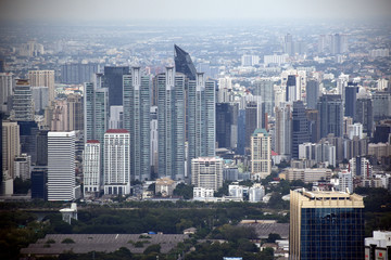 Fototapeta premium Bangkok - King Power MahaNakhon Skyscraper - Indoor and Outdoor 360-degree Observation Deck, Glass Tray Experience, Hydraulic Glass Lift