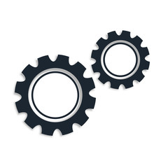 two gear icons on white background design