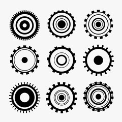 nine gears symbol icons set