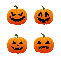 Halloween Pumpkin.  illustration..Four pumpkins with different facial expressions. Background with