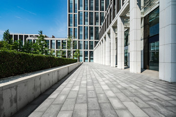 Empty floors and office buildings in the financial center, Qingdao, China