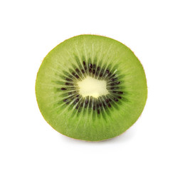 Half of fresh kiwi on white background