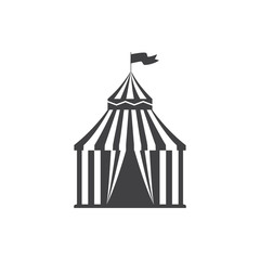 Fototapeta premium Holiday symbol is black Shapito circus tent flat vector illustration isolated.
