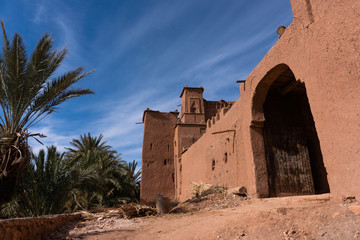 Streets in The fortified town of Ait ben Haddou near Ouarzazate on the edge of the sahara desert in Morocco. Atlas mountains