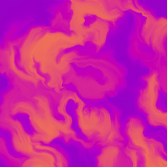 Contemporary painting. Beautiful purple and orange waves. Hand painted image for creative design of posters, wallpapers, websites, cards, invitations. Trendy artistic style. Abstraction.