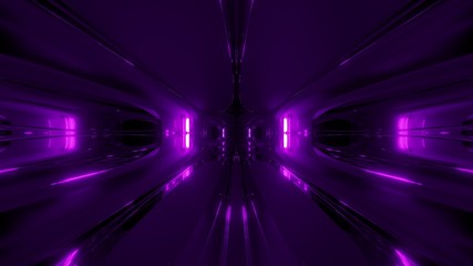 futuristic purple alien style space ship tunnel corridor 3d rendering wallpaper background