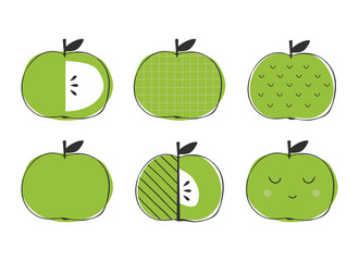 Vector apple illustration. Isolated green fruits.