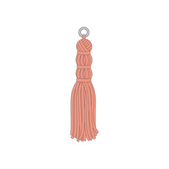 Hand drawn orange tassel isolated on white background