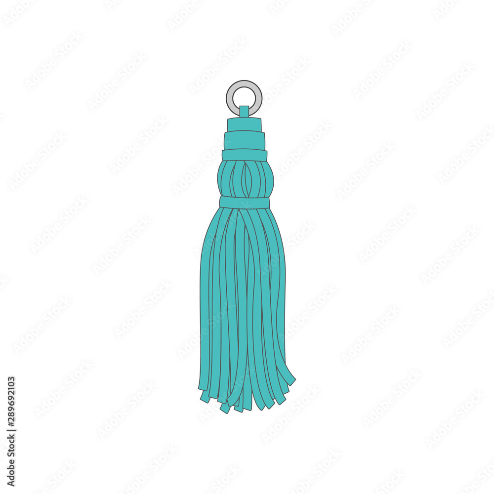 Wall mural Blue single tassel with metal ring doodle cartoon vector illustration isolated. - Wall murals