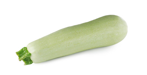 Fresh ripe zucchini squash on white background