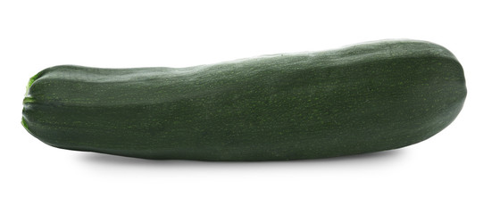 Fresh ripe green zucchini on white background