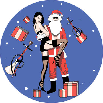 santa claus and girls