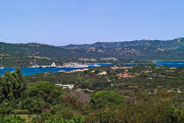 Fototapeta na wymiar landscape of Portisco in Sardinia, Italy view from Porto Rotondo