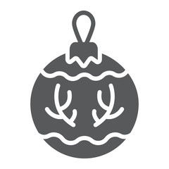 Christmas tree ball glyph icon, party and new year, glass toy sign, vector graphics, a solid pattern on a white background.