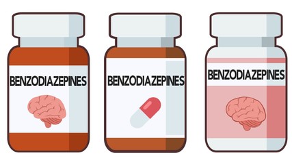 Benzodiazepines, bottle of pills