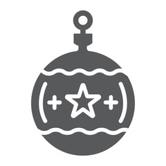 Tree ball glyph icon, christmas and new year, festive toy ball sign, vector graphics, a solid pattern on a white background.