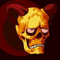 Very angry skull demon with horns and dead eyes for the haloween	