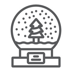 Snow globe line icon, christmas and new year, glass sphere sign, vector graphics, a linear pattern on a white background.