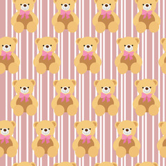 seamless repeat pattern with cute teddy bears