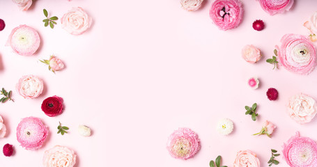 Flowers flat lay composition