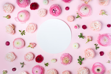 Flowers flat lay composition