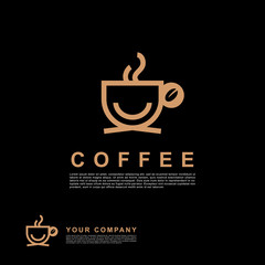 Elegant coffee logo template. Clean concept and easy for print.