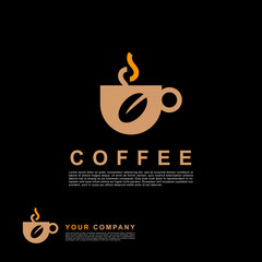 Elegant coffee logo template. Clean concept and easy for print.